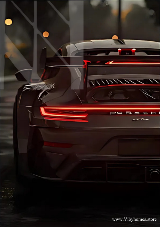 Porsche 911 Back Side Car Neon Poster