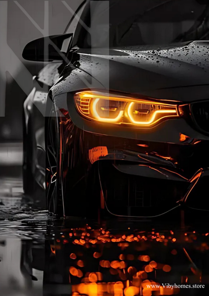 BMW Front Side Car Neon Poster