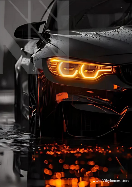 BMW Front Side Car Neon Poster