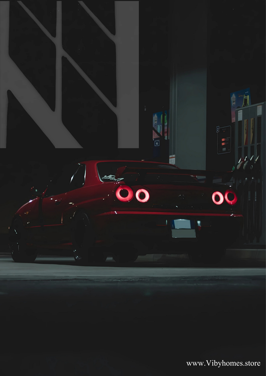 Nissan Skyline GT-R Back Side Car Neon Poster