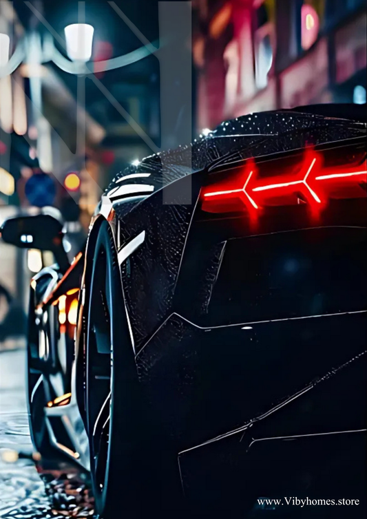 Lamborghini Aventador SVJ Back Side Car Neon Poster