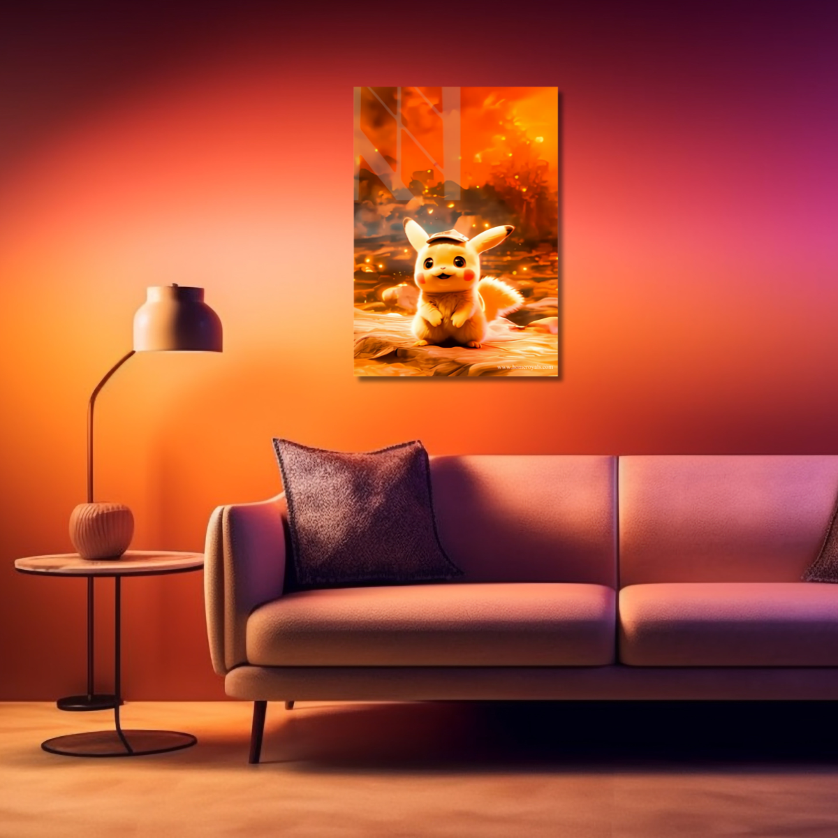 Cute Pikachu Pokemon Neon Poster