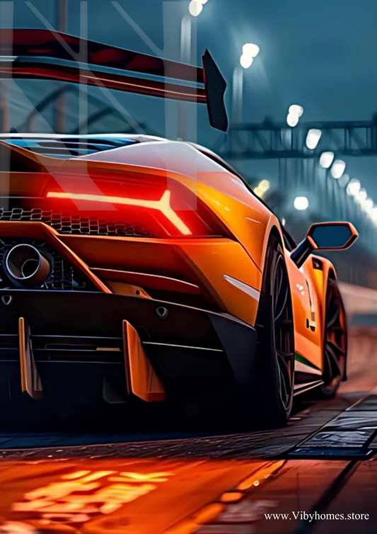 Lamborghini Aventador SVJ Back Side Car Neon Poster