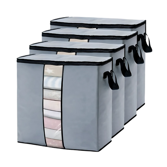 Foldable Clothes Storage Bags with Transparent Window (Set of 4)