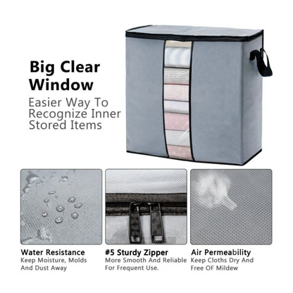 Foldable Clothes Storage Bags with Transparent Window (Set of 4)