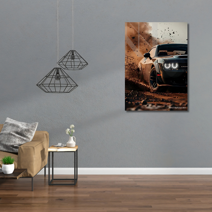 Mustang Front Side Car Neon Poster