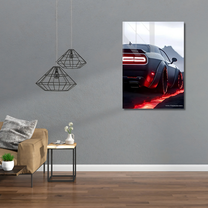 Dodge Challenger SRT Hellcat Back Side Car Neon Poster