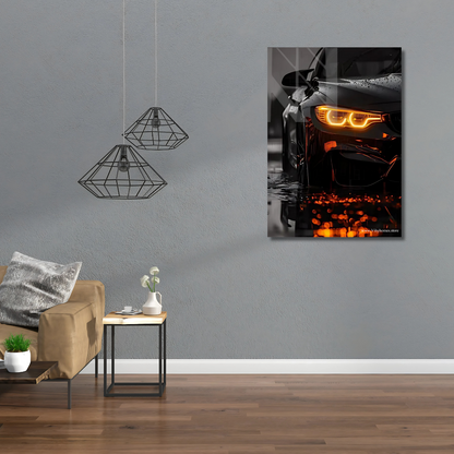 BMW Front Side Car Neon Poster