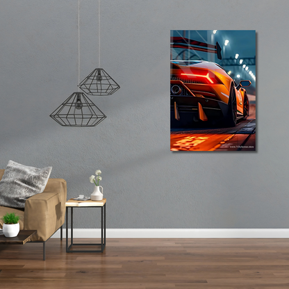 Lamborghini Aventador SVJ Back Side Car Neon Poster