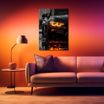 BMW Front Side Car Neon Poster