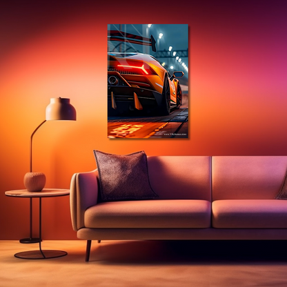 Lamborghini Aventador SVJ Back Side Car Neon Poster