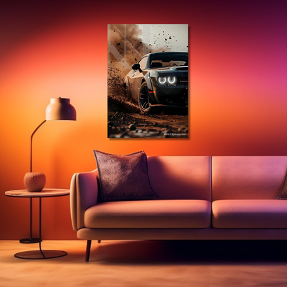 Mustang Front Side Car Neon Poster