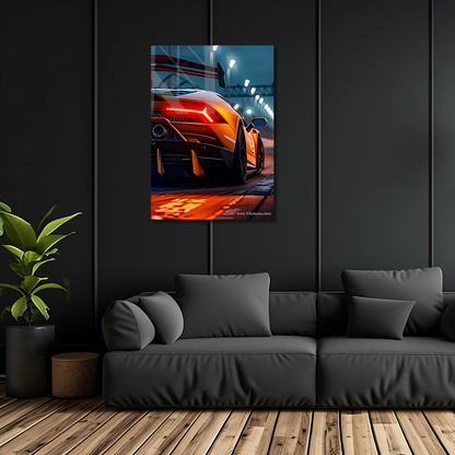 Lamborghini Aventador SVJ Back Side Car Neon Poster