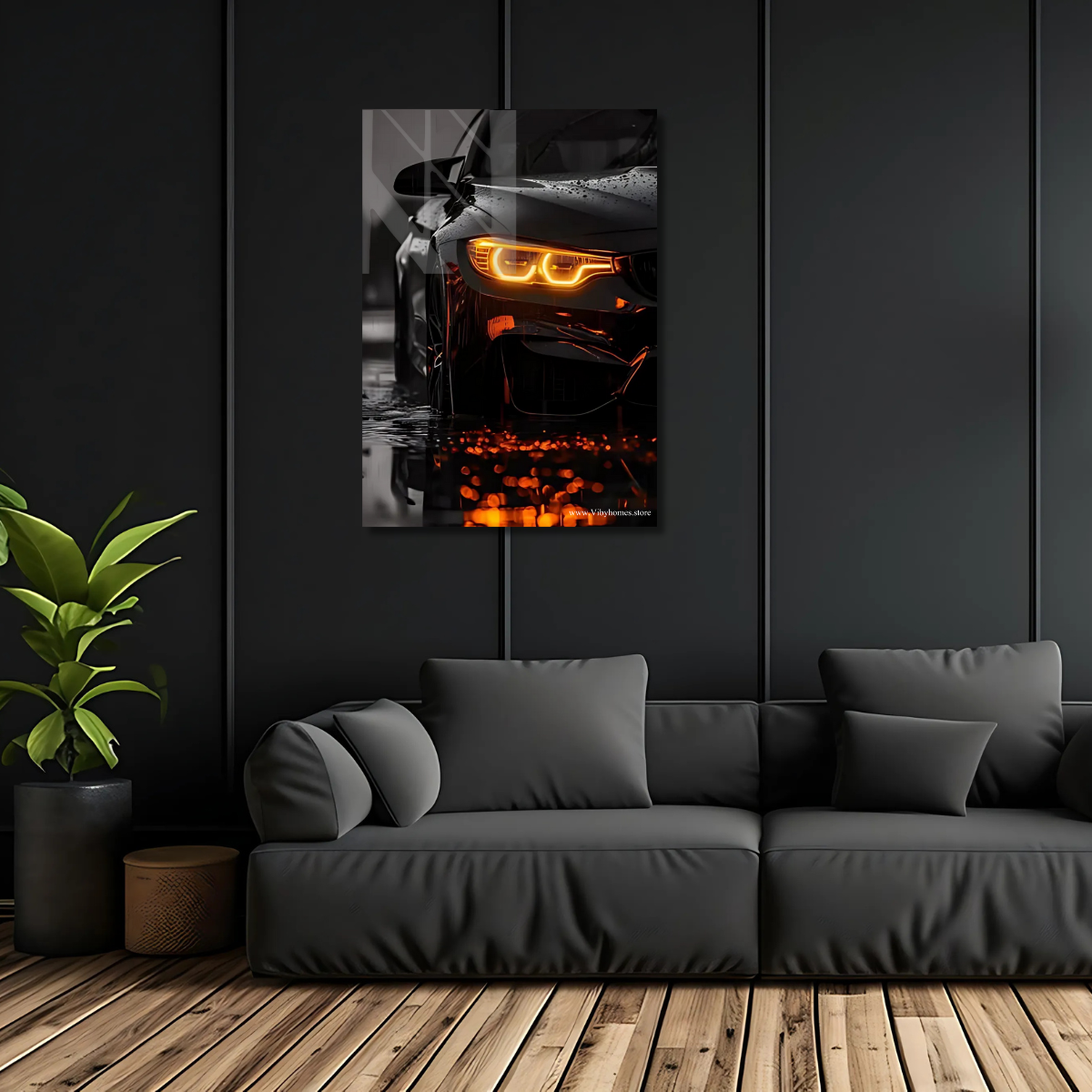 BMW Front Side Car Neon Poster