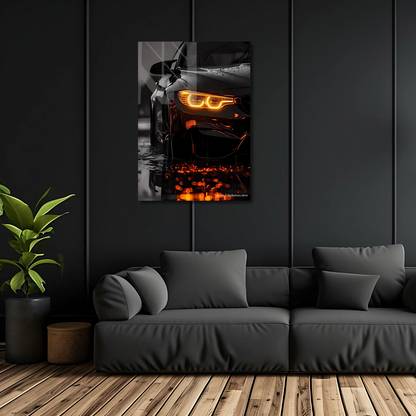 BMW Front Side Car Neon Poster