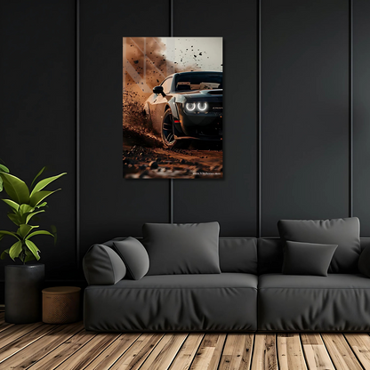 Mustang Front Side Car Neon Poster