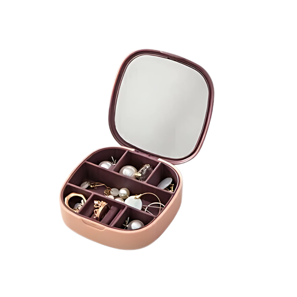 Portable Jewelry Organizer Box with Mirror