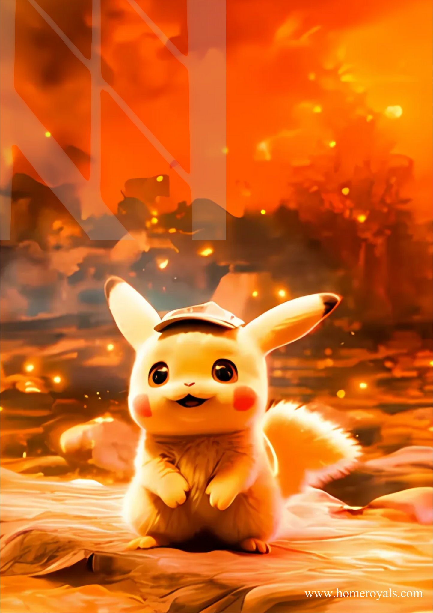 Cute Pikachu Pokemon Neon Poster
