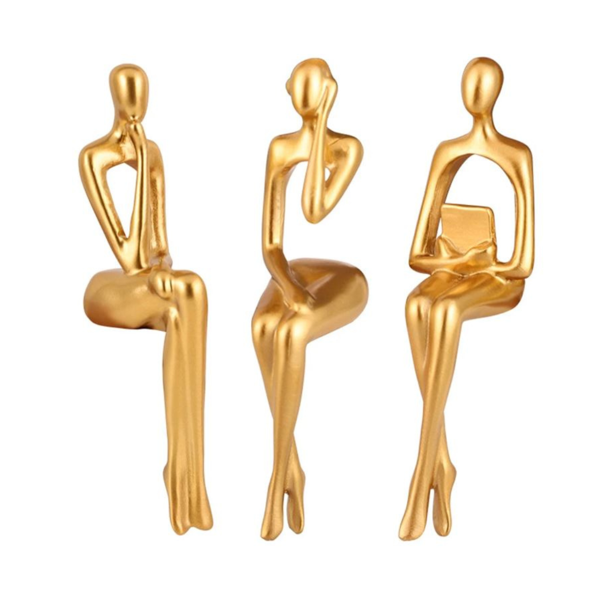 OROMYO 3-Piece Golden Thinker Sculpture Set