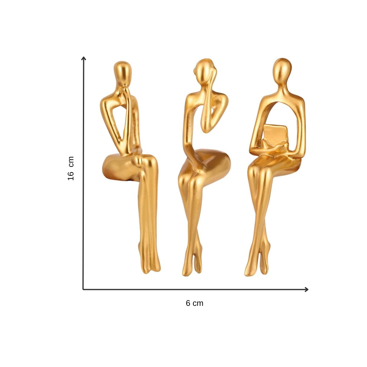 OROMYO 3-Piece Golden Thinker Sculpture Set