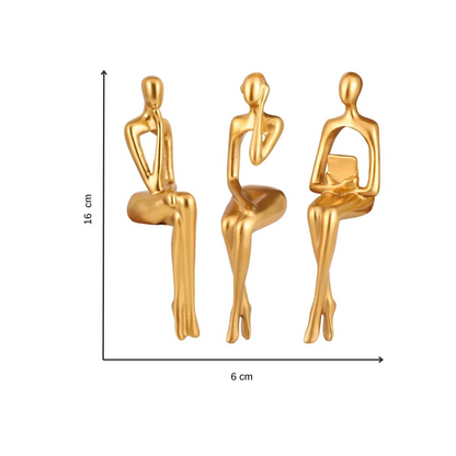 OROMYO 3-Piece Golden Thinker Sculpture Set