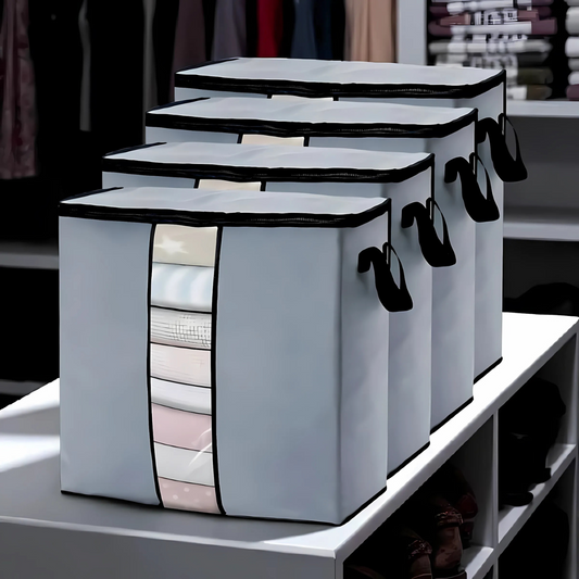 Foldable Clothes Storage Bags with Transparent Window (Set of 4)